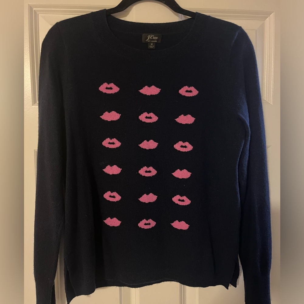 JCrew Cashmere Sweater with Kisses